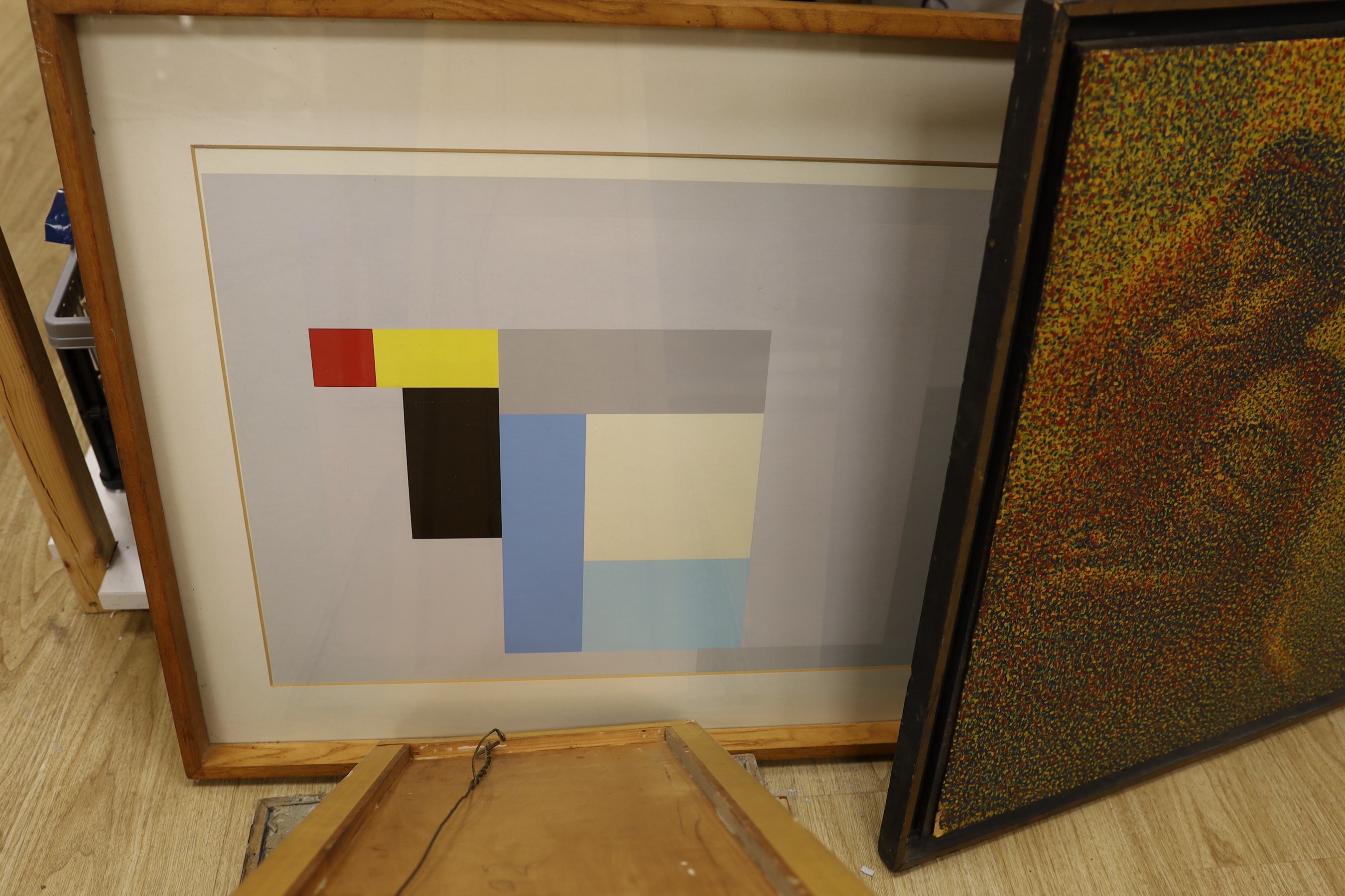 Dwight Berry, oil on board, 'Guatemala Procession', signed and dated 1964, 70 x 77cm and five other assorted pictures